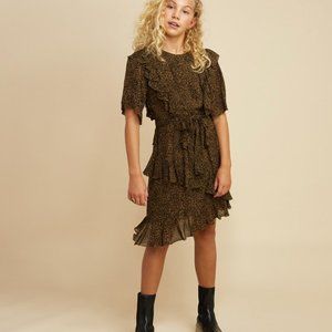 LES COYOTES DE PARIS Justine Wrap Dress Leopard Green